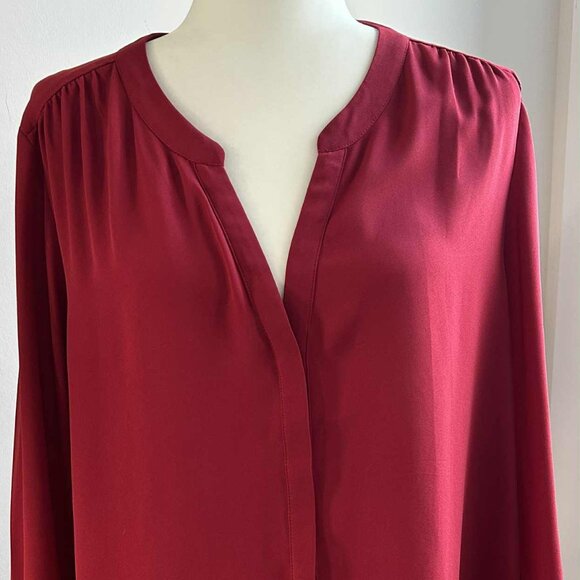 NYDJ Carnelian Red Recycled-Poly Pintuck Blouse Oversized Fit – US XL - Picture 3 of 11
